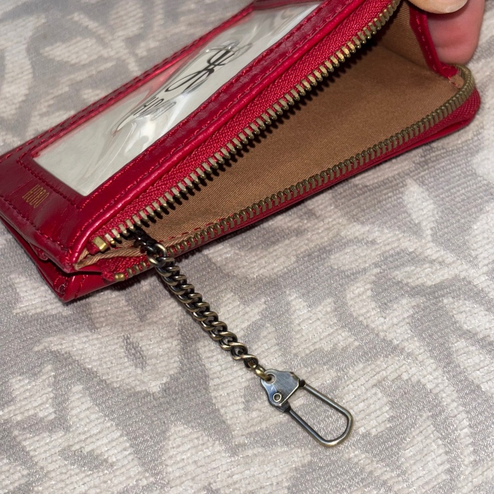 HOBO Addi Card Case Claret Red Leather Zip Wallet ID Window New - Picture 6 of 12